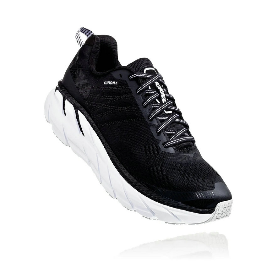 HOKA ONE ONE MEN'S CLIFTON 6 BLACK / WHITE Online large discount inventory clearing